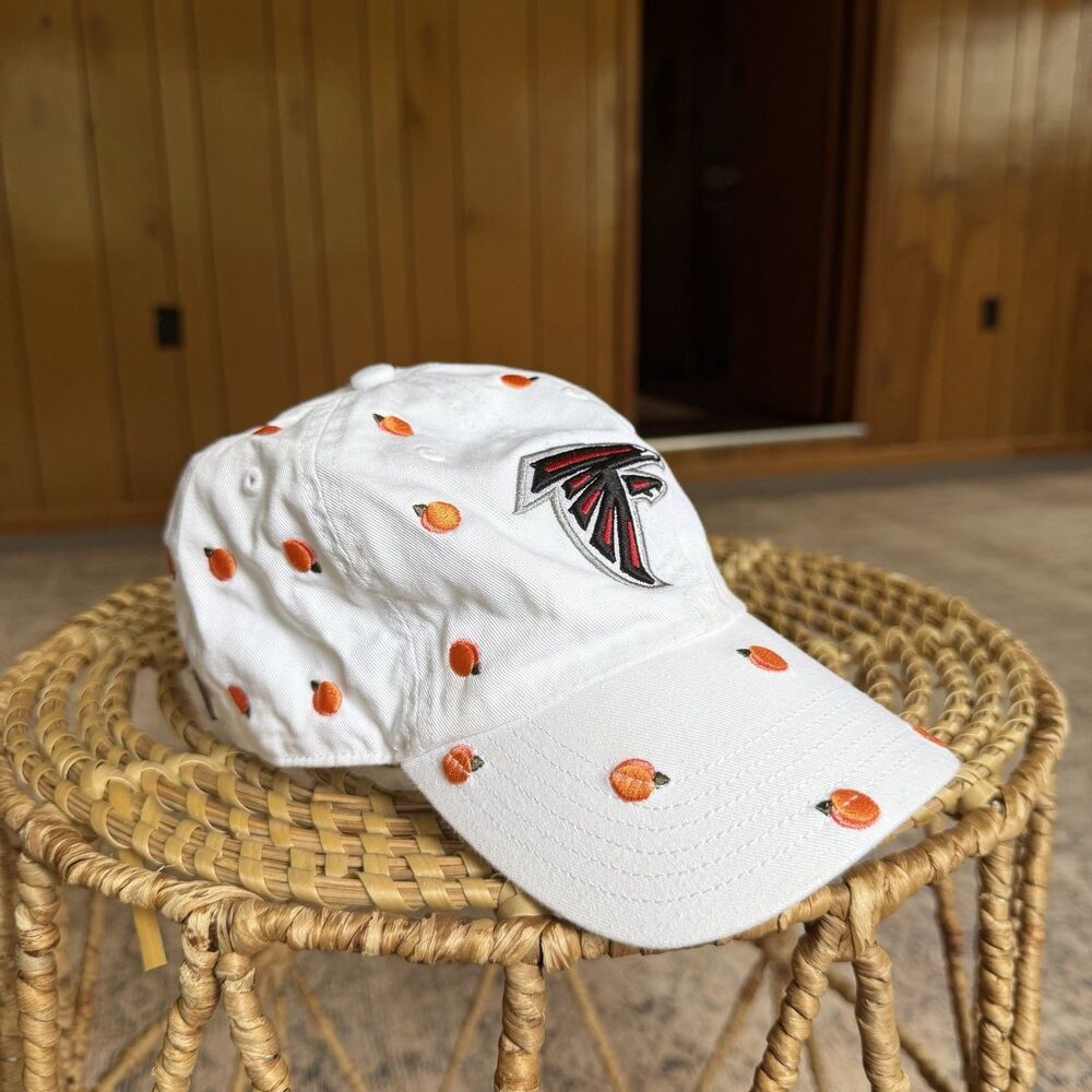 '47 Women's Atlanta Falcons Peach Logo White Confetti Clean Up Adjustable Hat - Picture 2 of 13
